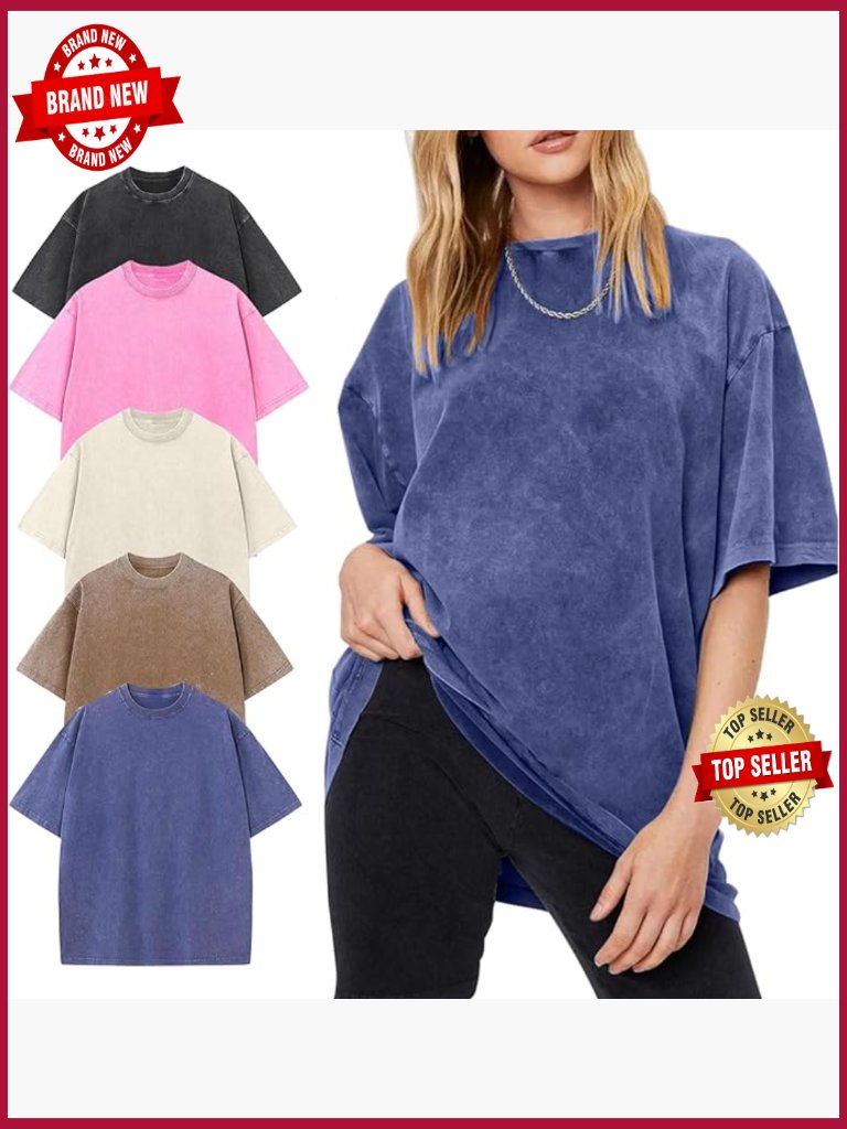 Oversized Cotton Tee Shirt Loose Fit Vintage T-Shirt